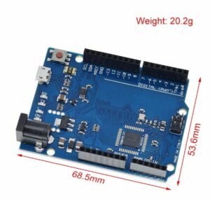 arduino dimensions: 68.5mm x 53.6mm weight: 20.2g
